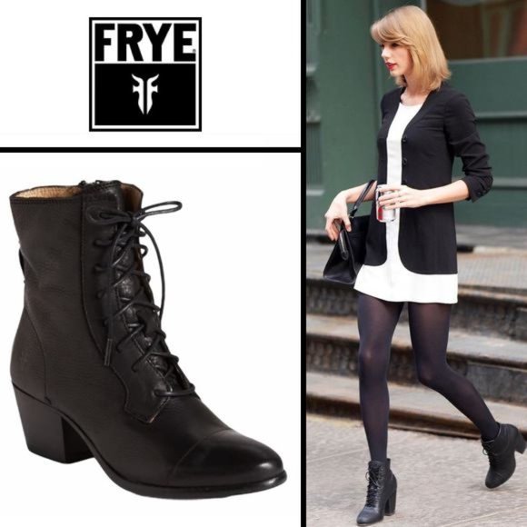 Frye Shoes - Frye Black Courtney Combat Boots 71066 Lace Up Leather Vintage